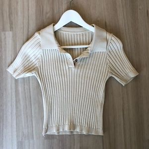 Yes style cropped ribbed collared shirt